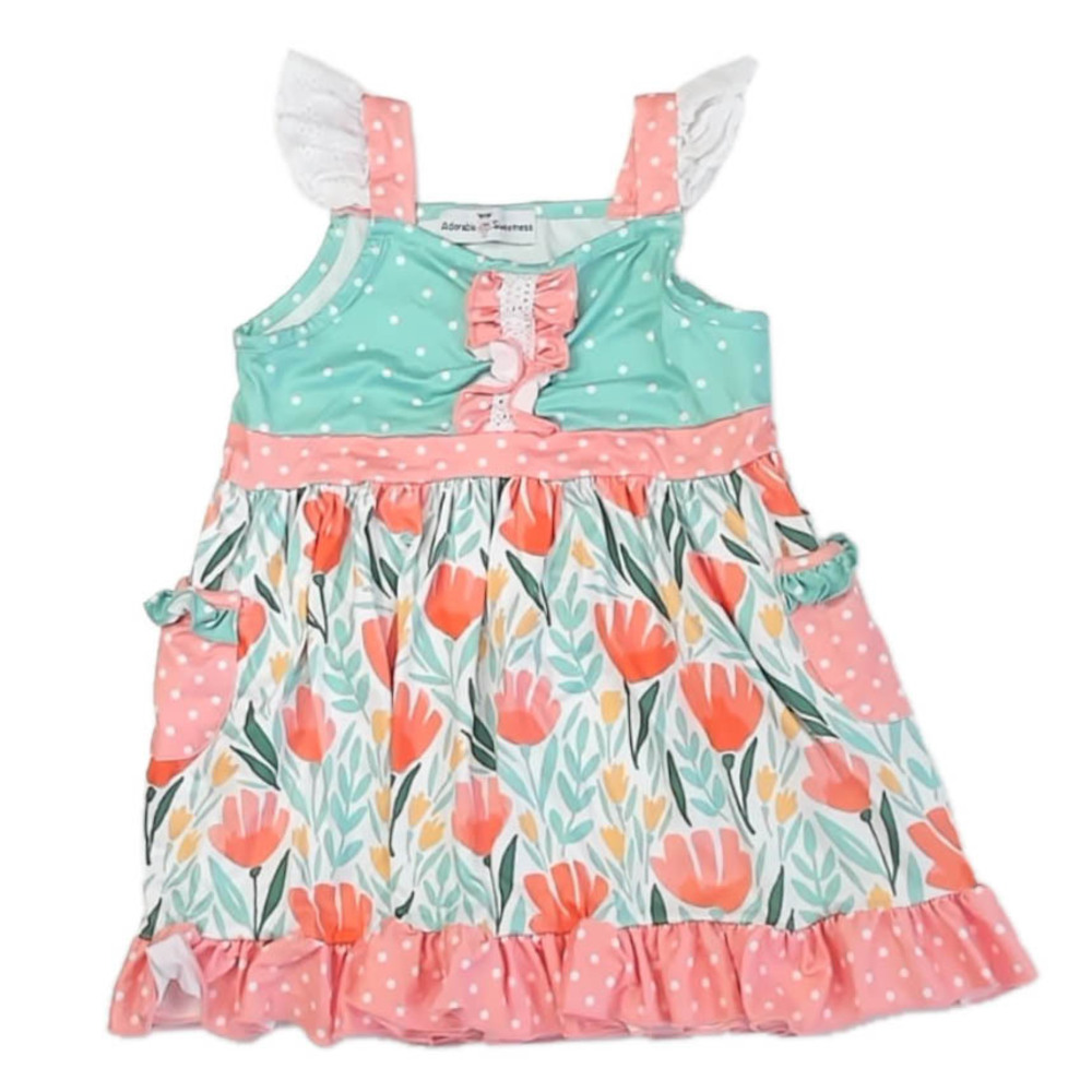 Adorable Sweetness Girls Green | Peach Blouse size: 7 Years